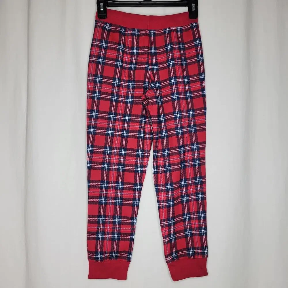 Charter Club Kids Jogger Pants Cardinal Holiday Plaid NWT Boy Girl Size 6-7